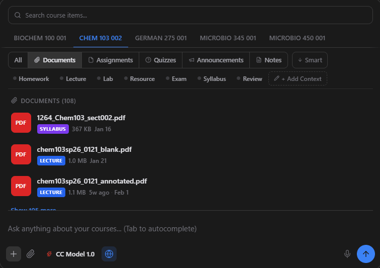 CampusConnect file viewer with course tags