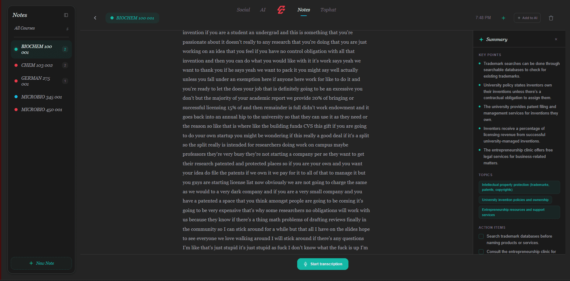 CampusConnect notes with AI