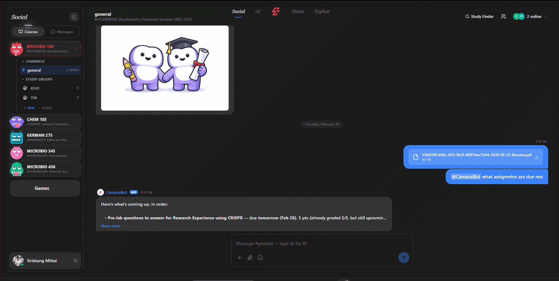 CampusConnect course chat